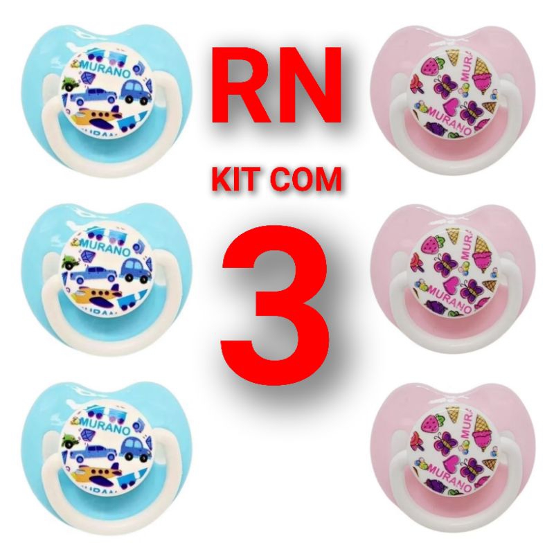 Kit com 3 Chupetas para Recém Nascido Bico Ortodôntico em Oferta na Shopee
