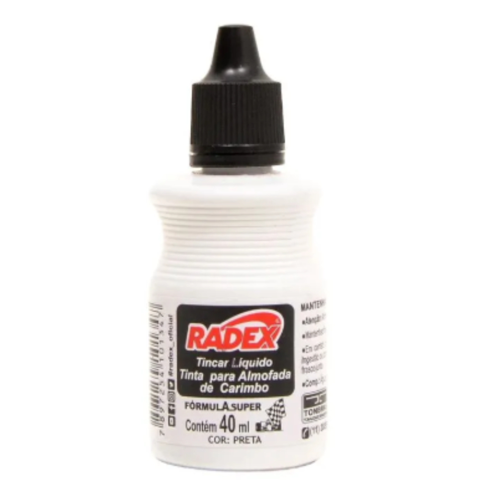 Tinta para Almofada de Carimbo 40ml Preto Radex em Oferta na Shopee