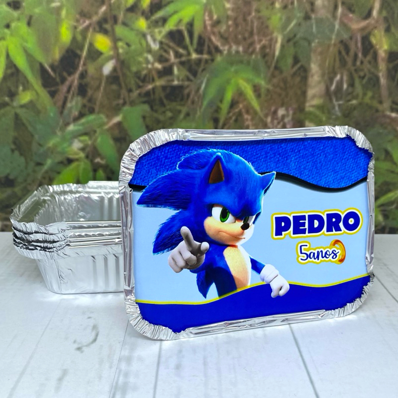 Adesivo para Marmitinha Personalizada Lembrancinha Festa Infantil Sonic –