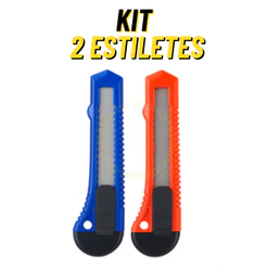 Kit 2 Estilete Multiuso Profissional 18 mm Lâminas com Trava Preciso Regulável