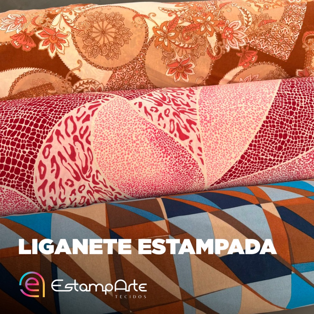 Tecido Liganete Estampado  Malha Fria Leve Macia Elasticidade Moda Praia  Verão Feminina Artesanato