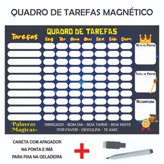 Quadro de Rotina Infantil com Imã de tarefas diárias Incentivo (Meu Presente Personalizado)