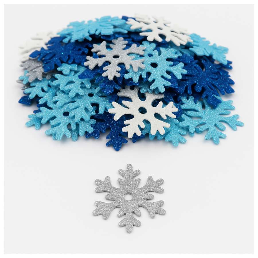 Aplique Floco de Neve Eva Glitter Cores Sortidas Decoração Natal Diversos Tamanhos