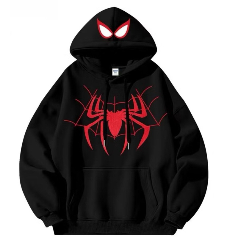Moletom Com Capuz Retro Pullover Street Spider Print Hoodie for Men's Fashion Cardigan Promoção Envio Rápido em Oferta na Shopee