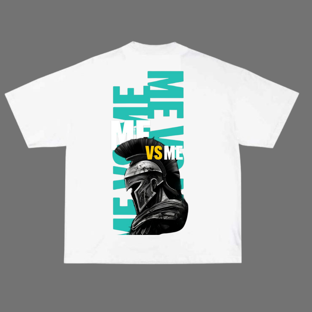 Camiseta Oversized Streetwear Masculina Estampa Gladiador Me Vs Me Motivacional Academia Treino Casual Estilo Suedine