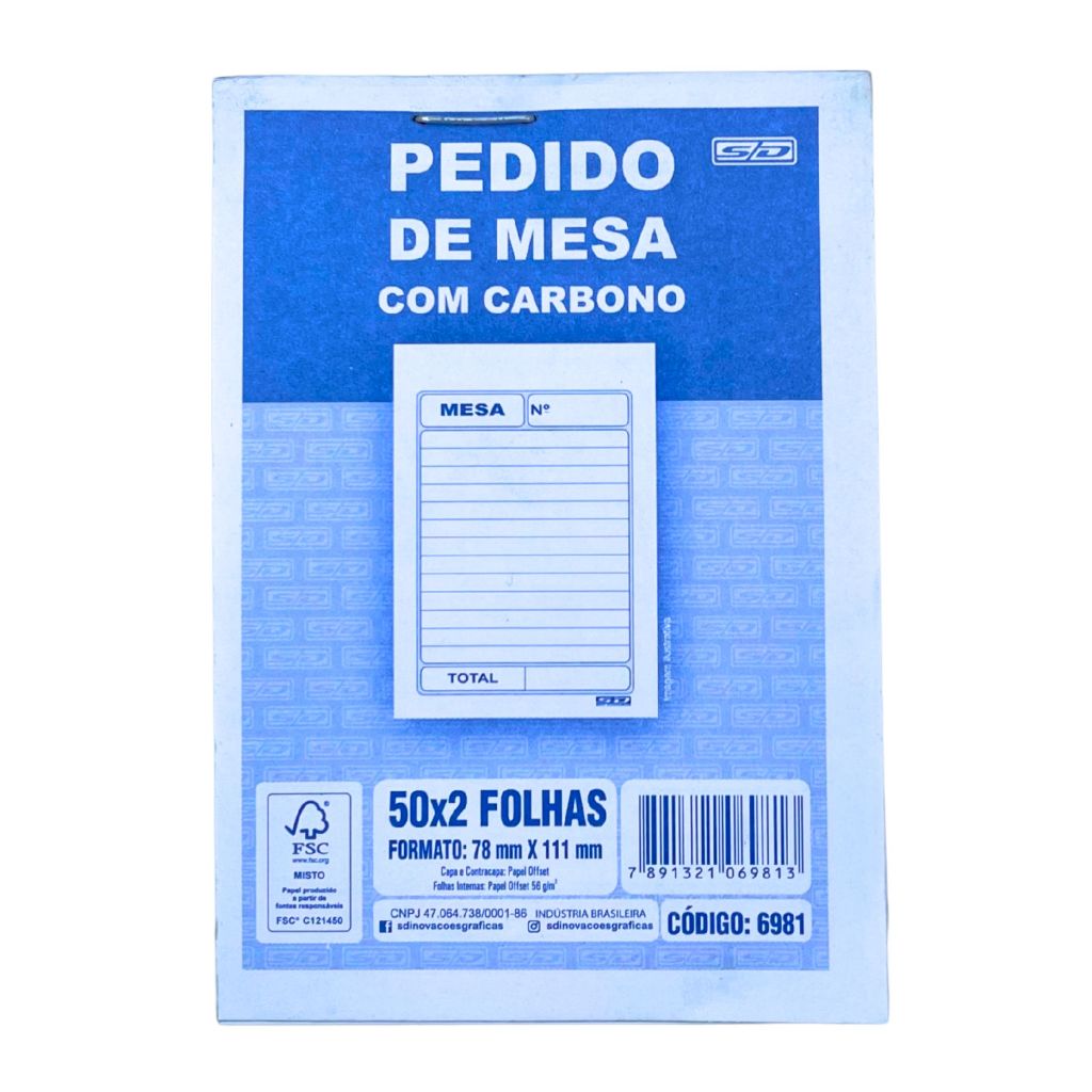 Pedido de Mesa com Carbono 7,8x11,1cm 50x2 Folhas (Kit 2 e 4 Unidades) - Animativa Escritório