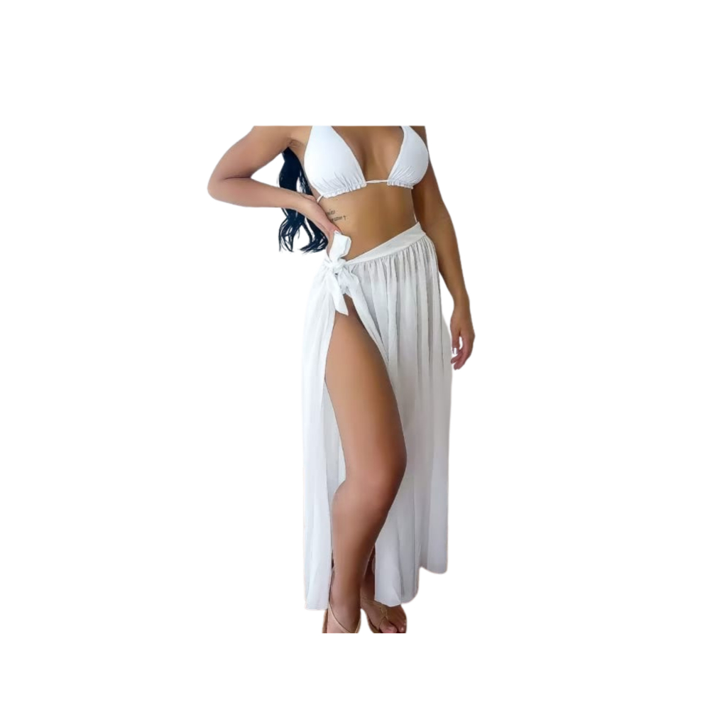 Saida de praia saia 1 fenda de amarrar Longa em Oferta na Shopee