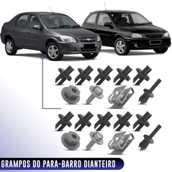 Kit 18 Grampos Fixação Parabarro Celta Prisma 2001 a 2012