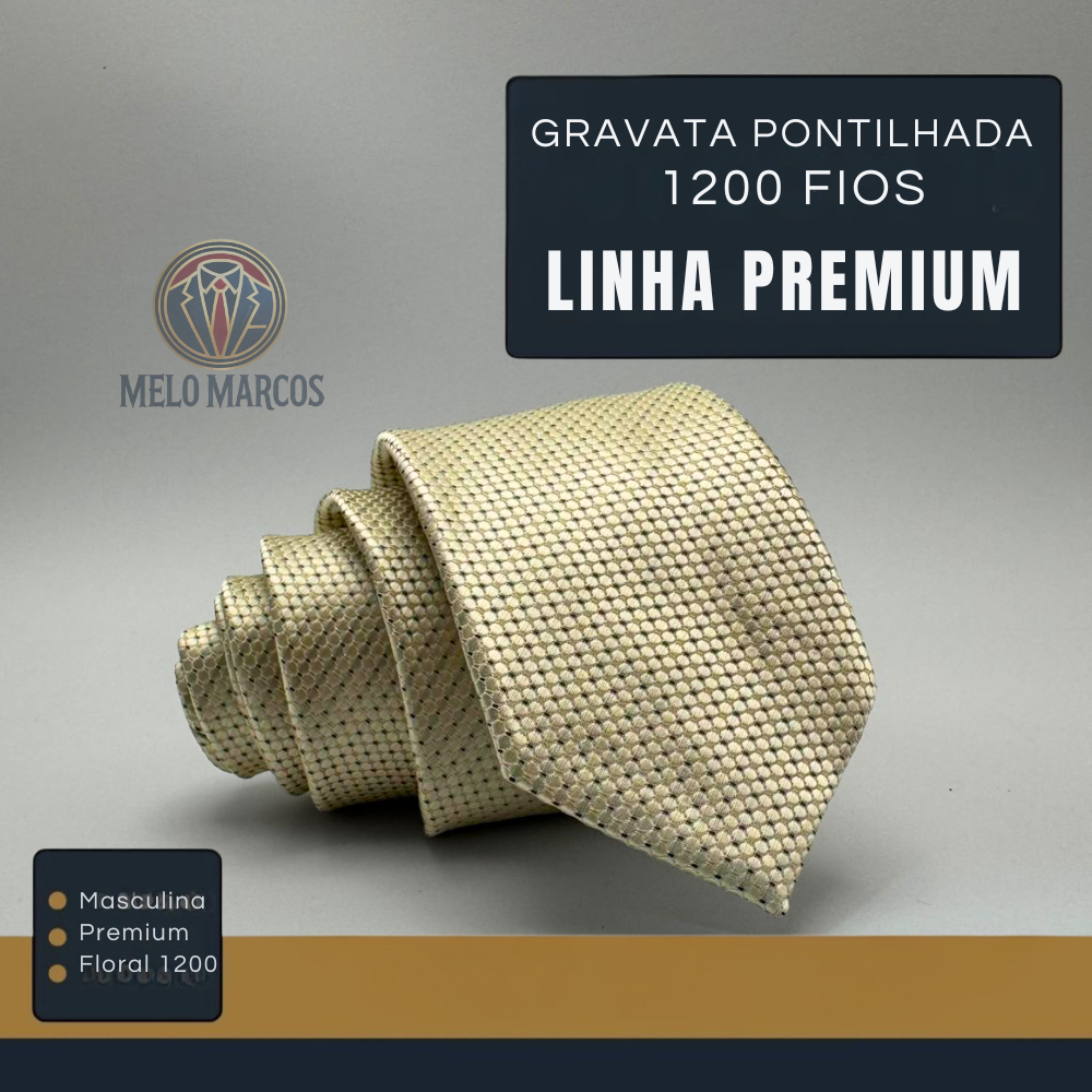 Gravata Pontilhada Bege Social Linha Premium No Poliéster Slim Masculina Elegante