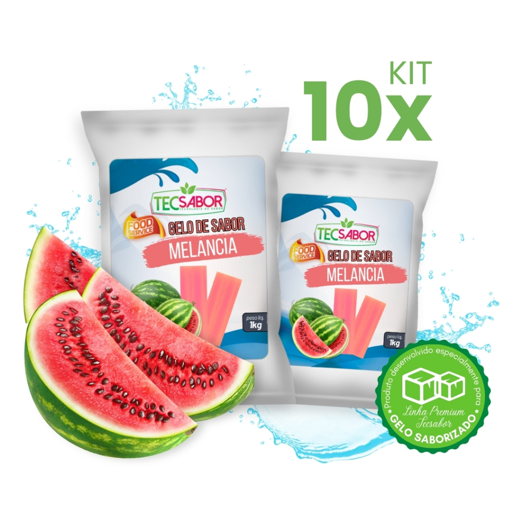 Kit 10x Base Aroma Gelo de Sabor Melancia - Os Mais Vendidos Rende 50L 90L e 100L Tecsabor