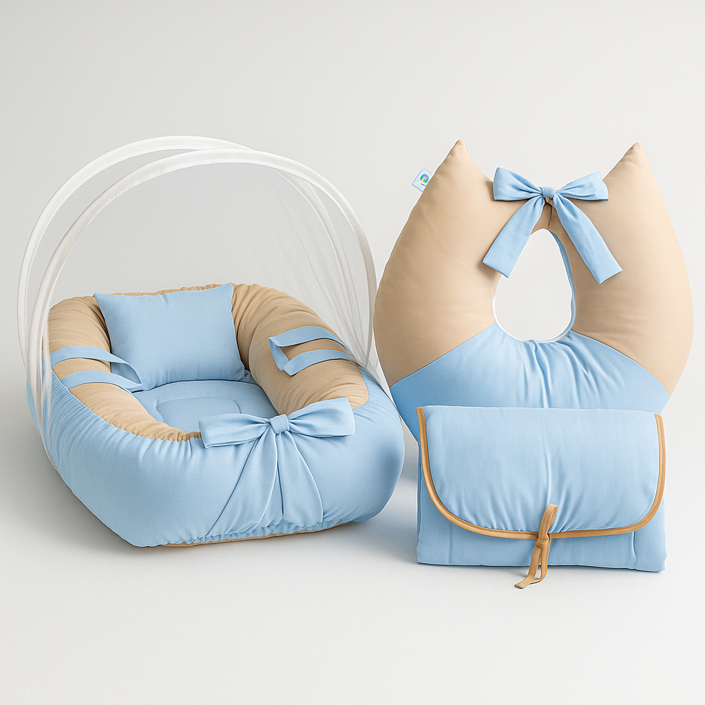 Kit Ninho Redutor com Almofada de Amamentação, Mosquiteiro e Trocador Portátil