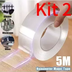 Kit Peças Fita Dupla Face Extra Forte Transparente NanoGel Silicone Mágica Adesiva Cola na Parede Móvel Porta