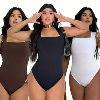 Kit 3 Body Feminino Decote Quadrado Alças Grossas Casual Elegante em Oferta na Shopee