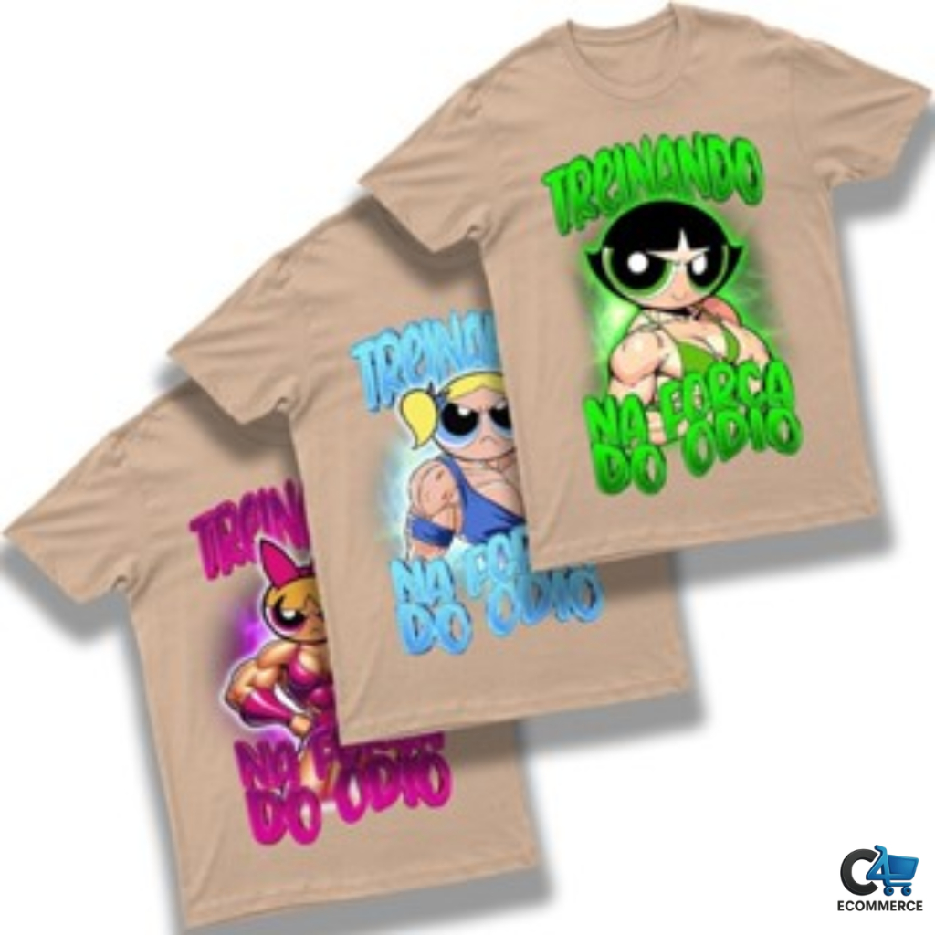Kit 3 Camiseta Academia Feminina Super Poderosas Lindinha Docinho Florzinha