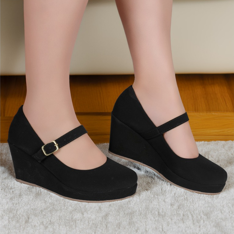 Salto Anabela Boneca Feminina Melissa Preto Nobuck Moda Lolita Ref: 890 em Oferta na Shopee