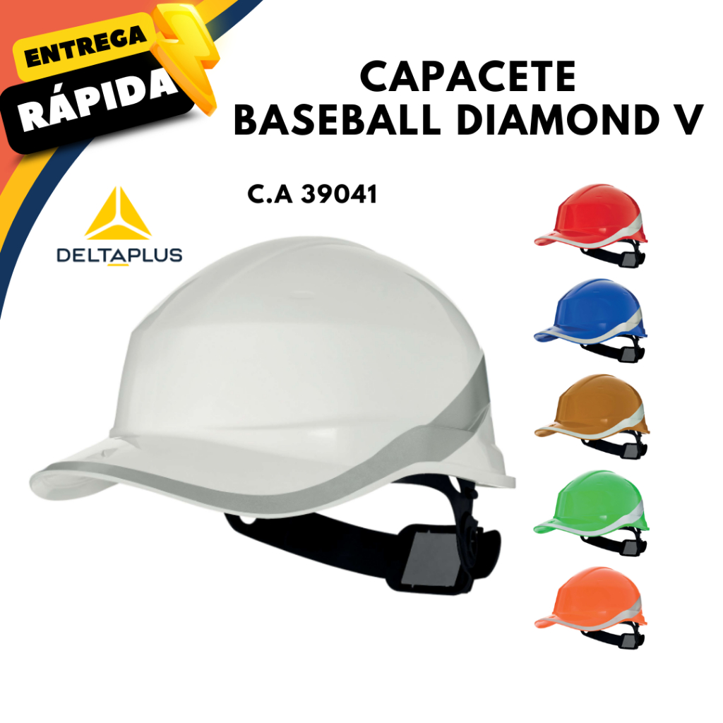 Capacete de Proteção Diamond V Rotor Delta Plus Com Catraca e Refletivo CA 39041