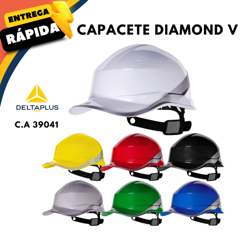 Capacete de Segurança para Engenheiro Carneira e Jugular Aba Frontal Baseball Diamond V Delta Plus