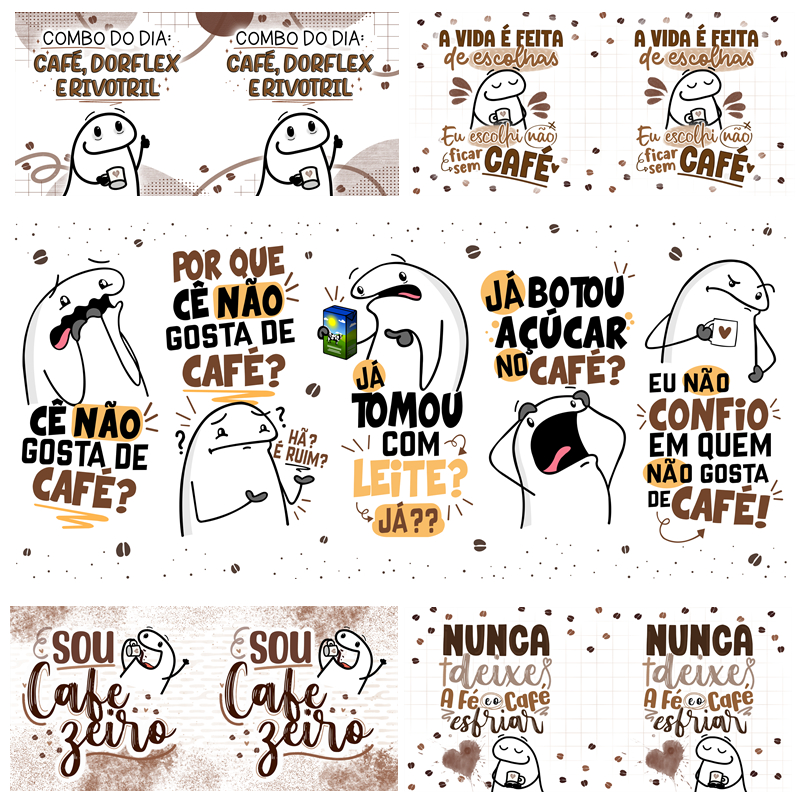 Artes para caneca Flork Café Humor | Estampas | Sublimação | Impressão | Sublimar | Kit 1