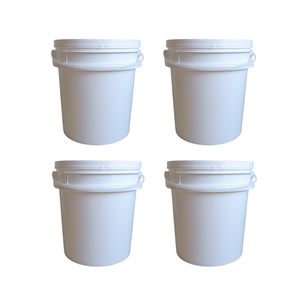 Kit 4 Balde 5 Litros c/ Tampa Hermética e Lacre Atóxico Ideal para Alimentos Mantimentos Conservas