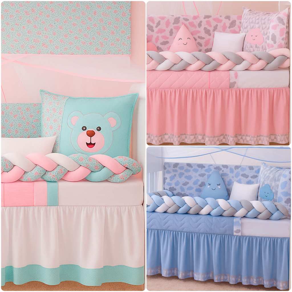 KIT Berço Menina Menino Protetor Americano e Nacional Padrão 9 / 10 / 12 Peças - Escolha seu KIT! em Oferta na Shopee