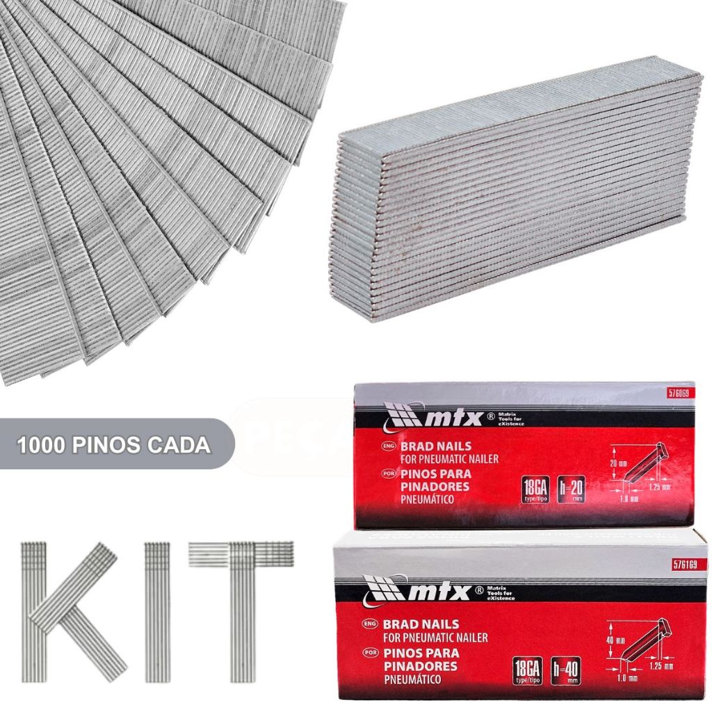 Kit com 5000 Pinos F 10 à 50mm x 1,25mm para Pinador Pneumático para Marcenaria, Estofados - MTX em Oferta na Shopee