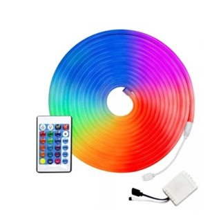 Mangueira De LED Neon RGB Multicores IP65 20W 12V Com Controle 5 Metros Alto Desempenho em Oferta na Shopee