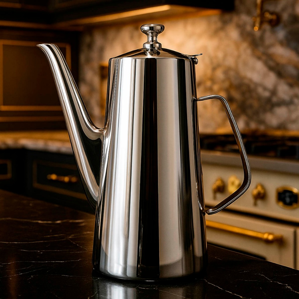 Bule Aço inox 1,5 litros Bico Longo - Chaleira com Tampa Aço Inoxidável 1500ML Café Chá Água Cozinha