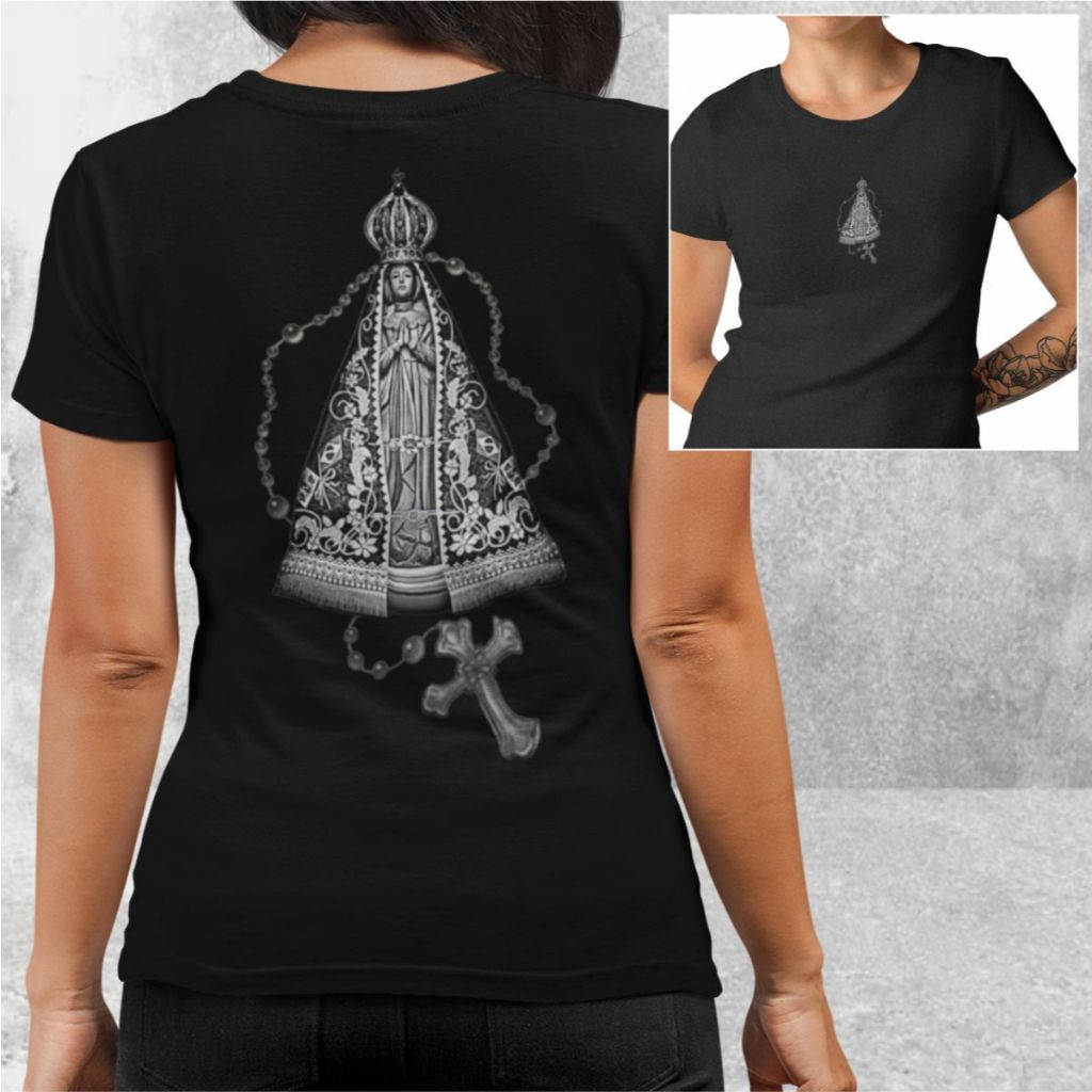 Camiseta Feminina Nossa Senhora Aparecida Babylook Nossa Sra Aparecida 100% Algodão Premium