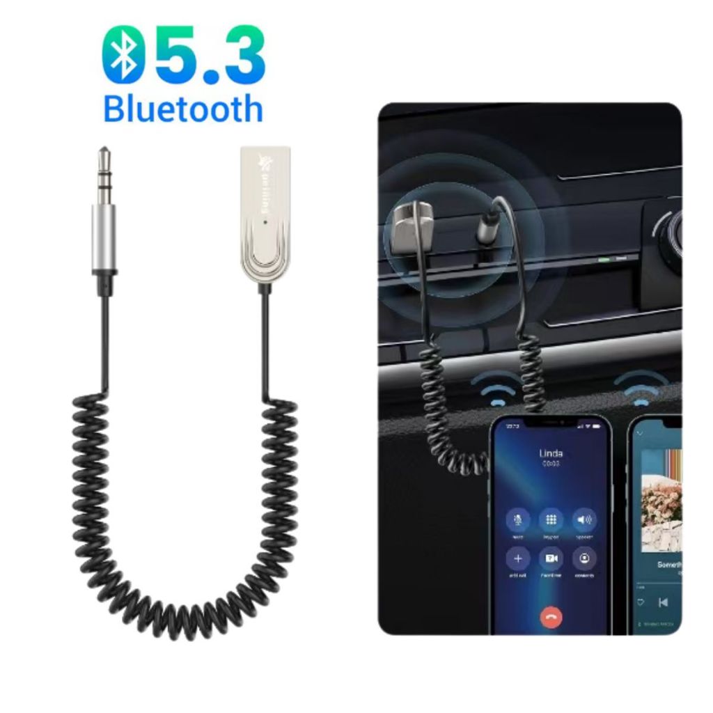 Adaptador Bluetooth 5.3 Automotivo USB P2 Jack Receptor Som Carro Caixa Amplicadoras