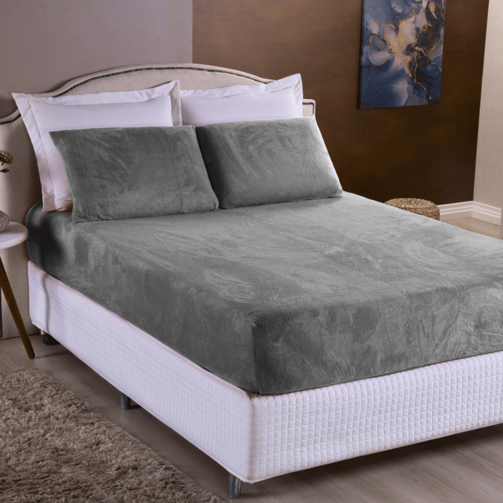 Lençol de Plush 3 Peças - Solteiro / Casal Padrão / Queen / King - COM ELÁSTICO A VOLTA TODA em Oferta na Shopee