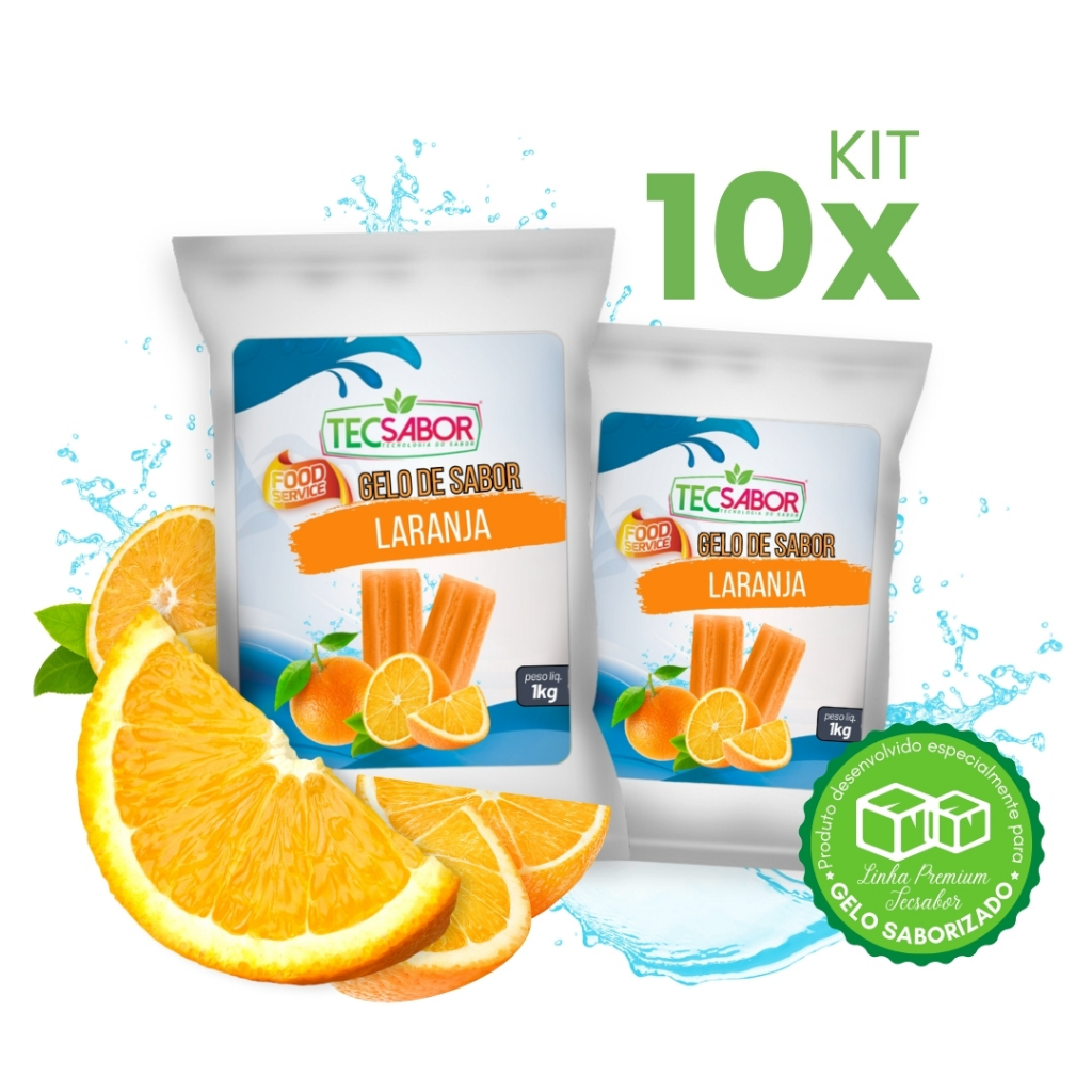 Kit 10x Base Aroma Gelo de Sabor Laranja - Os Mais Vendidos Rende 50L 90L e 100L Tecsabor