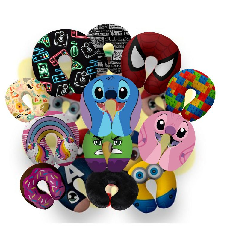 Imagem Almofada Travesseiro Encosto De Pescoço Ergonômico Várias Estampas