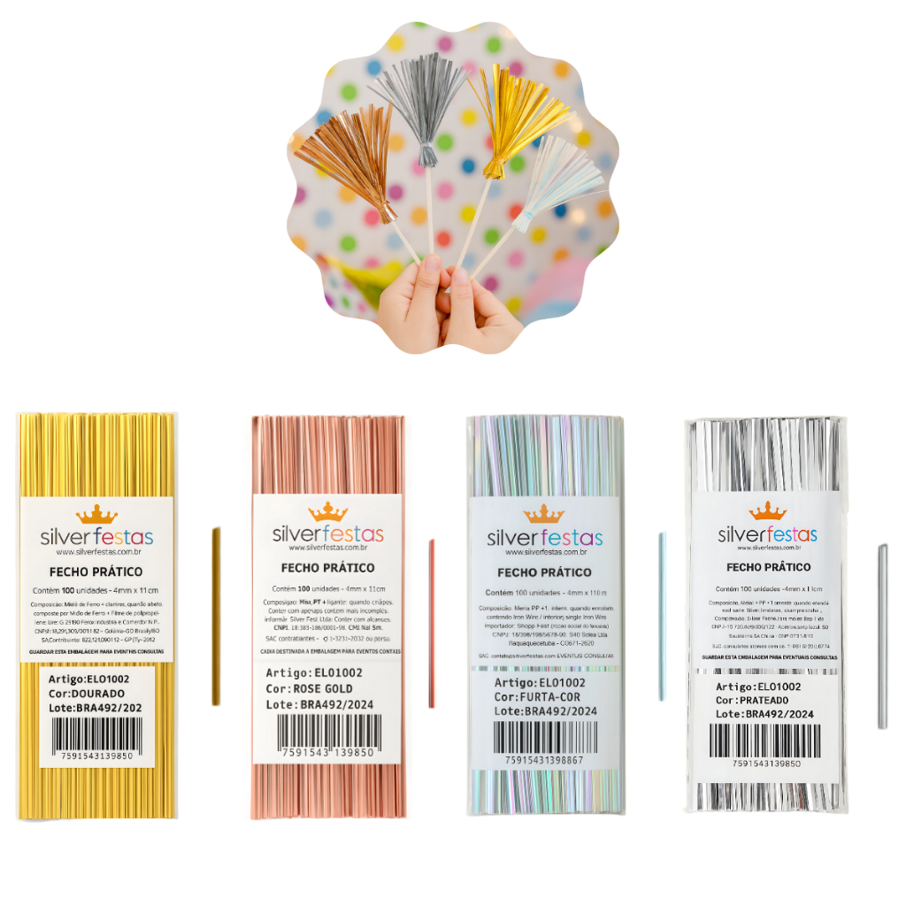 LACRE FECHO Amarrilho Metalizado 100un Prático Amarrilho Arame Embalagem Amarrar Lembrancinha Presentes Balão em Oferta na Shopee
