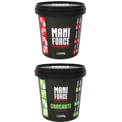 Kit 02 Pastas de Amendoim Integral Cremosa e Crocante 100% Amendoim 1kg - Maniforce