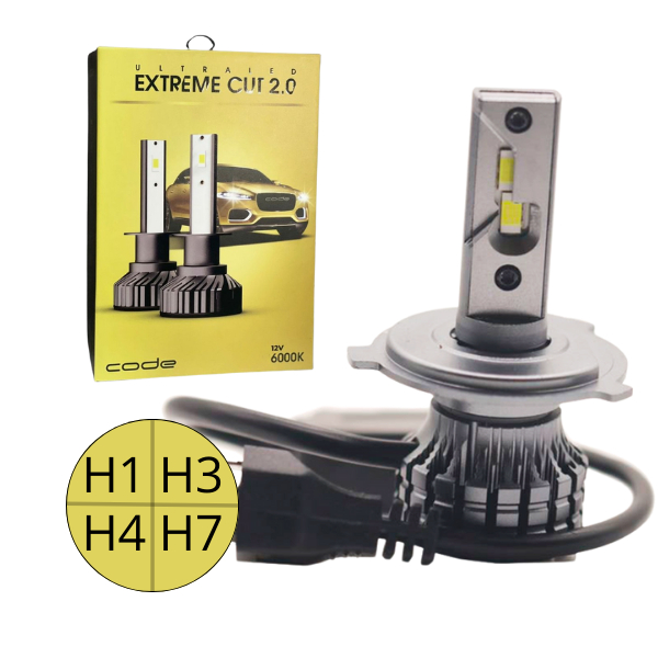 Lâmpadas Automotivas Ultra LED Branca 12V 6000K 1 Par Code by Tech One H1 H3 H4 H7 em Oferta na Shopee
