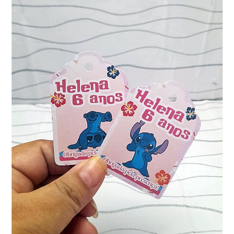 Kit Tag personalizado STITCH ROSA - MENINA - aplique tag personalizada para lembrancinhas e sacolinhas