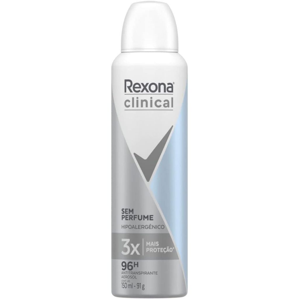 Desodorante Antitranspirante Rexona Clinical Aerossol Sem Perfume 96h Com 150ml em Oferta na Shopee