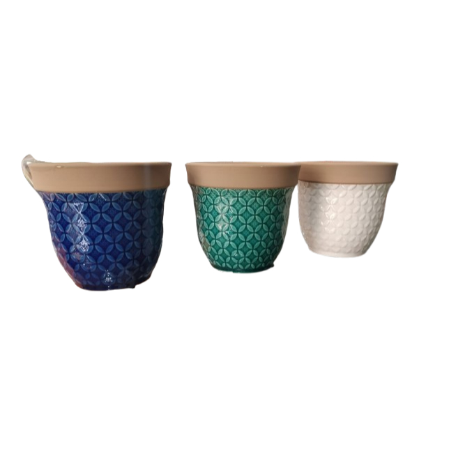 Vaso de Cerâmica Florarte 10cm- Turquesa, Azul Ou Branco