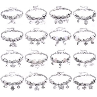 Kit 1- 3 Pulseira kit com 1ou 3 pc Pulseira Berloques Prata Estilo Feminina Presente moda/Modelo aleatório