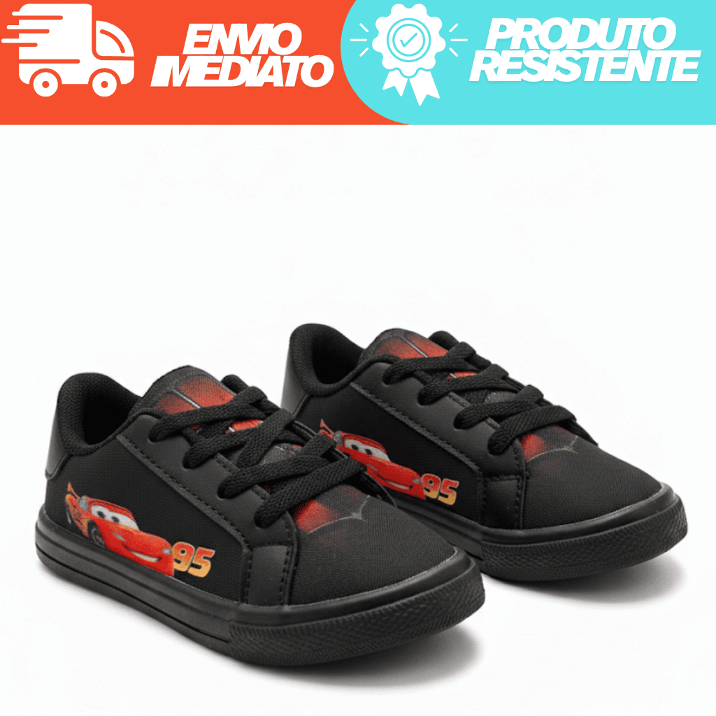 Tênis Menino Infantil Escolar Resistente Leve e Macio Barato Carros Kids Tenis Casual Criança