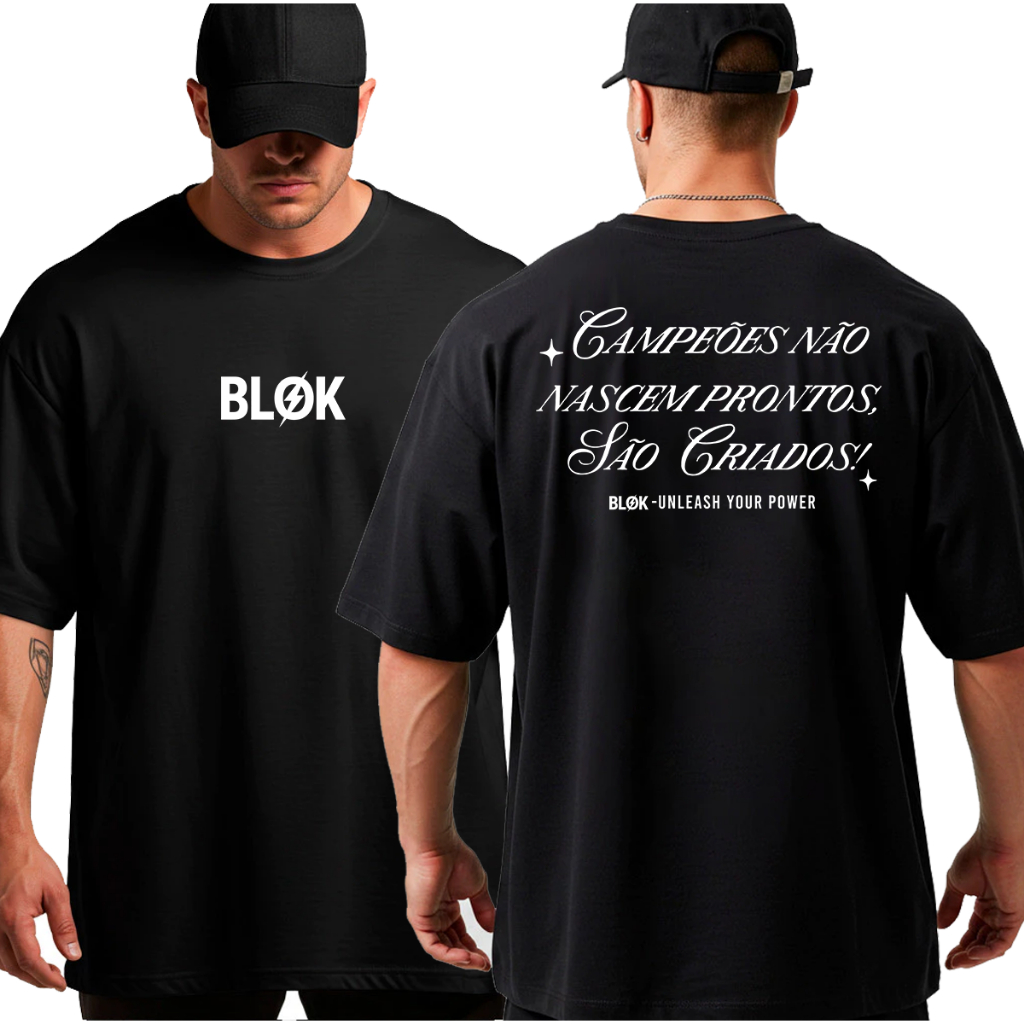 Camiseta Oversized Unissex Campeões Academia Treino Algodão