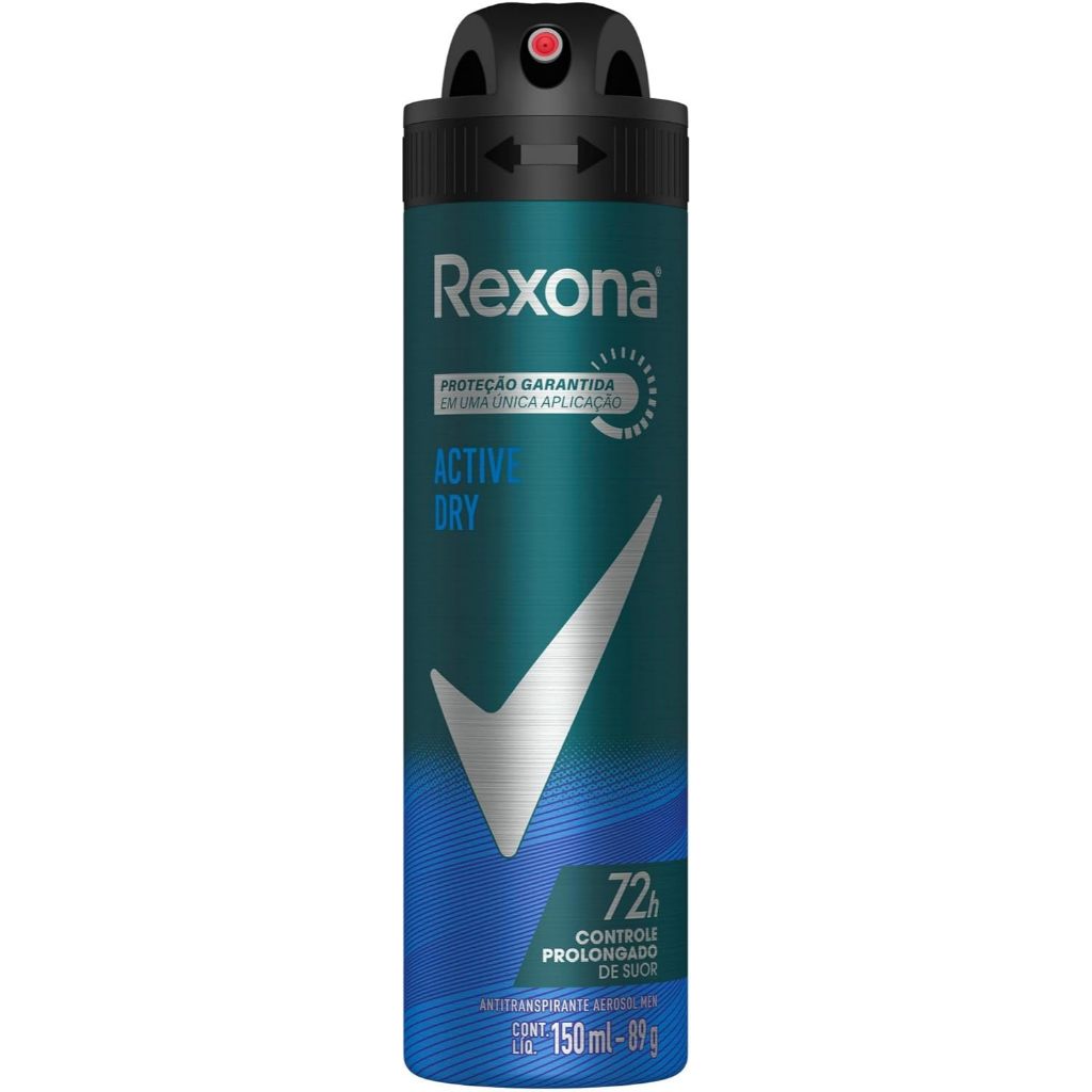 Desodorante Antitranspirante Rexona Men Aerossol Active Dry 72h Com 150ml em Oferta na Shopee
