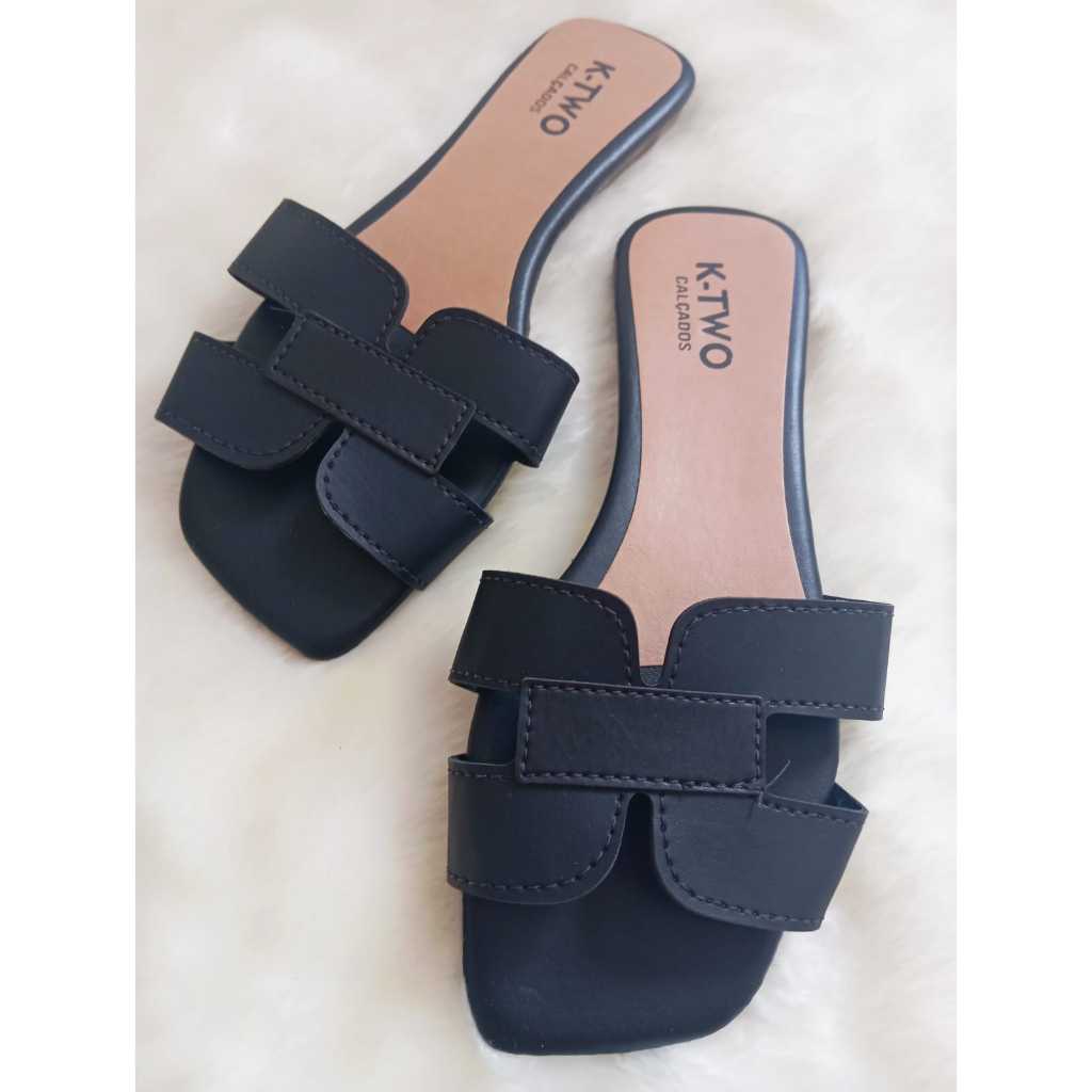 Sandália Rasteirinha, Rasteira Flat Mod. H, Confortável, solado antiderrapante, várias cores, K-two Calçados