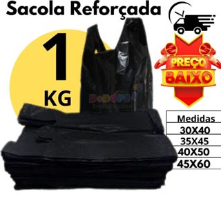 Sacola Reciclada Preta Pacote c/1KG  Para Adega/Mercado/lojas/Etc em Oferta na Shopee