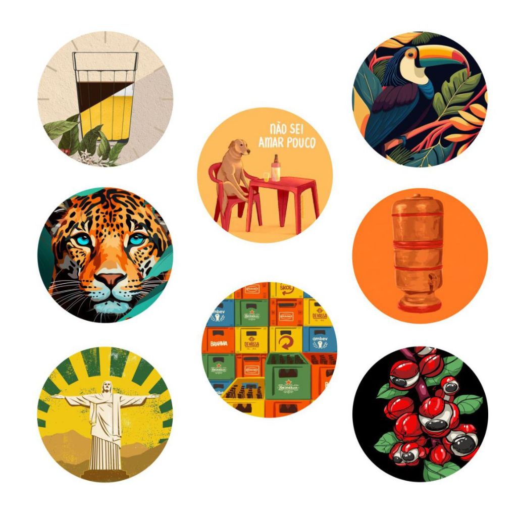 Kit de 8 porta copos descanso de copos brasilidades cachorro caramelo varios modelos