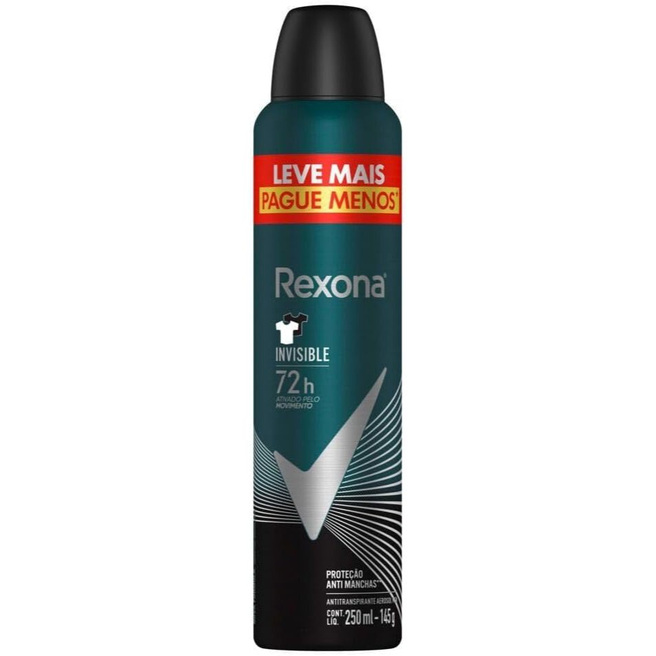 Desodorante Antitranspirante Rexona Men Aerossol Invisible 72h Com 250ml em Oferta na Shopee