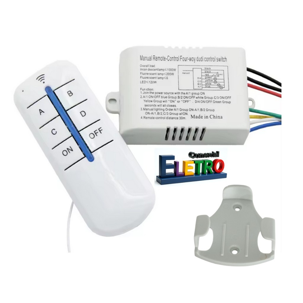 Interruptor de Controle Remoto Inteligente Sem Fio Digital 3 Vias 4 Vias Switch A110~C220V