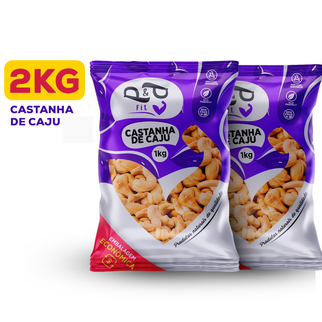 Castanha de Caju Torrada Com ou sem Sal 2Kg Quebrada - P&P FIT