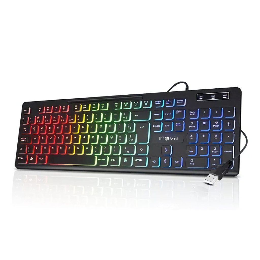 Teclado Gamer RGB Iluminado USB Conforto Silencioso Compatível PC PS4 Xbox