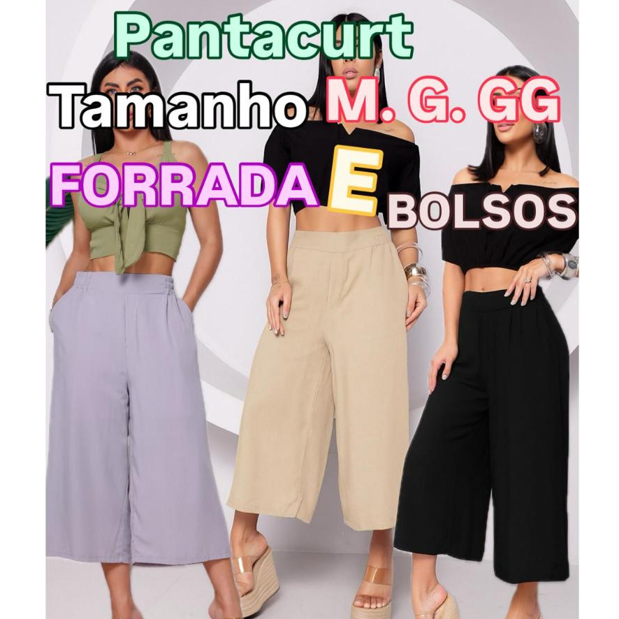 CALÇA PANTACOURT FEMININA VICOLINHO PREMIUN BOLSO FORRADA CINTURA ALTA TECIDO LEVE em Oferta na Shopee
